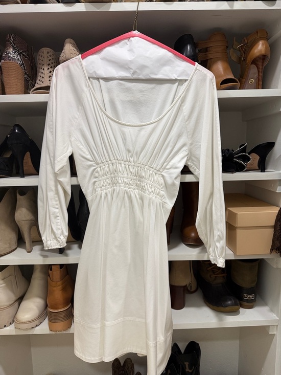 Alexis Dresses & Skirts - Alexis White Long Sleeve Scoop Neck Smocked Waist Dress